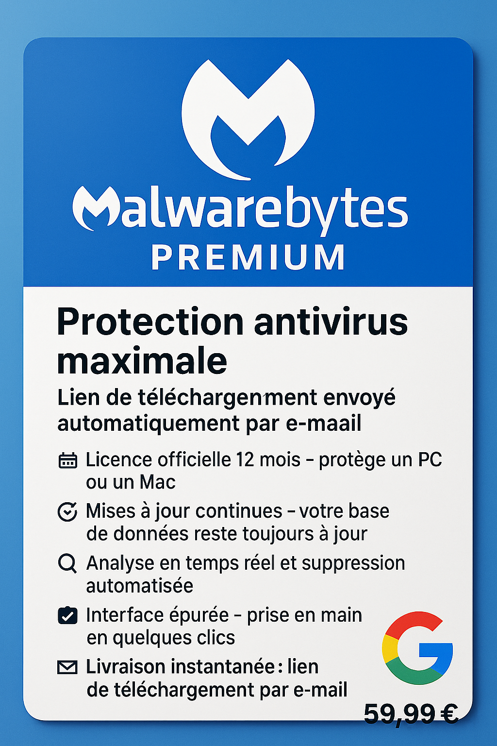 Clé de licence Malwarebytes Premium – 1 Appareil / 1 An