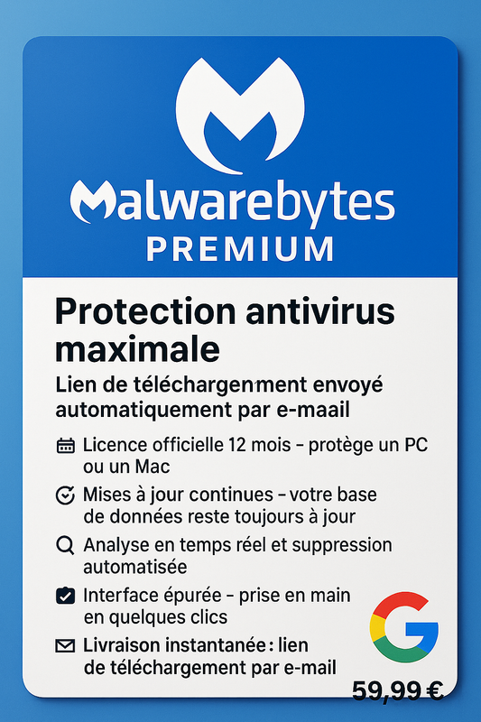 Clé de licence Malwarebytes Premium – 1 Appareil / 1 An